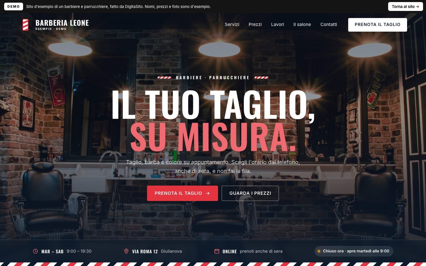 Schermata della demo: Home
